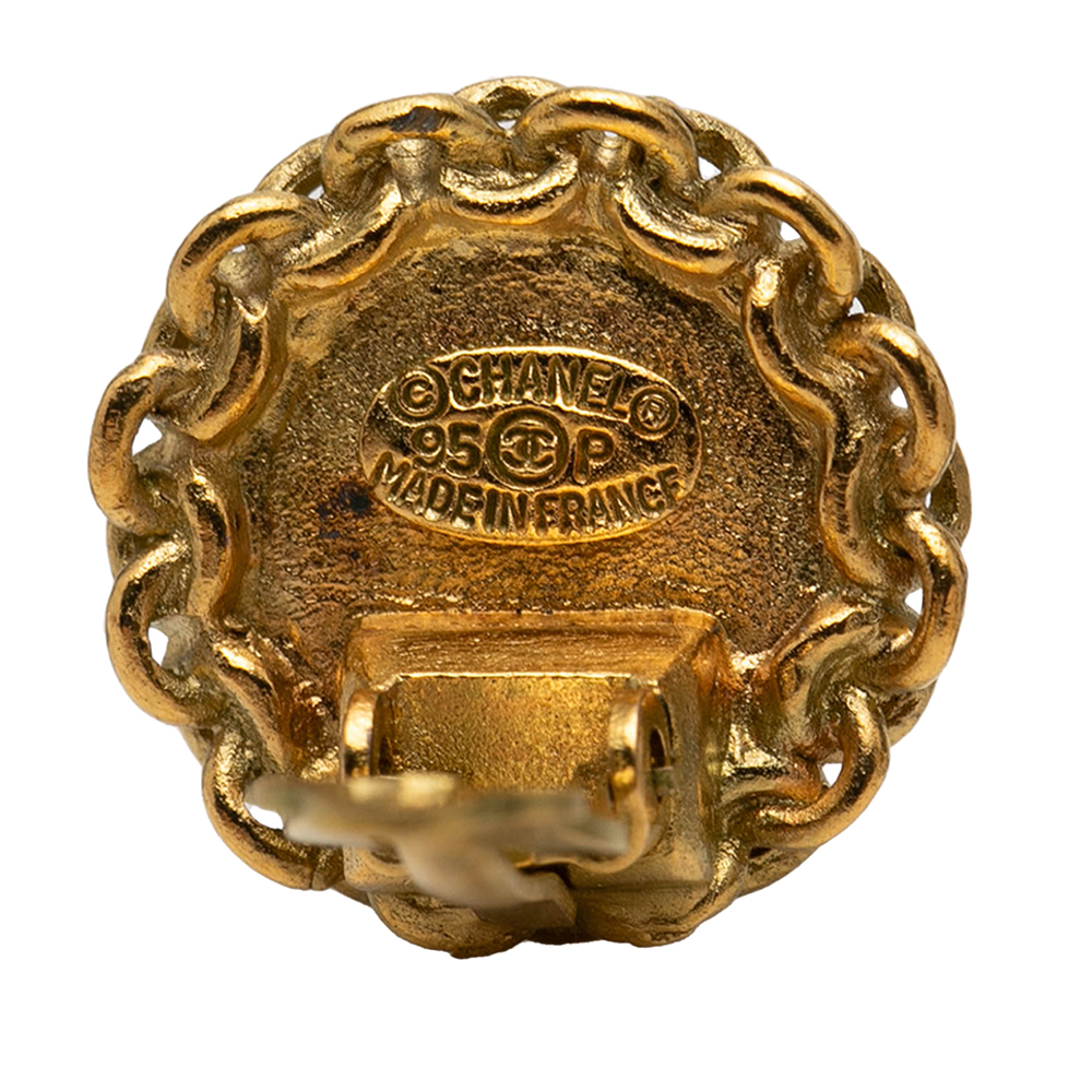 Pre-Loved Chanel CC Gold Plated Round Clip on Earrings - Picture 3 of 3